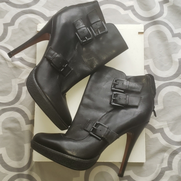 Charles David Black Moto Style Booties with buckles Size 8 - Picture 2 of 9